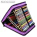 YOUSHARES 120 Slots Standable Oxford Large Zipper Colored Pencil Case with Handle Strap, Violet