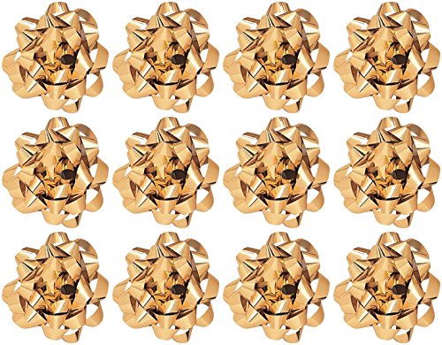 The Gift Wrap Company 12 Count Decorative Metallic Confetti Bows, Large, Gold