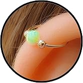 Dainty Gold Helix Piercing - Handmade 8mm Hoop with a Cute 3mm Green Opal - Thin 20 Guage 14k Cartilage Earring - Gold Cartilage Earrings For Women