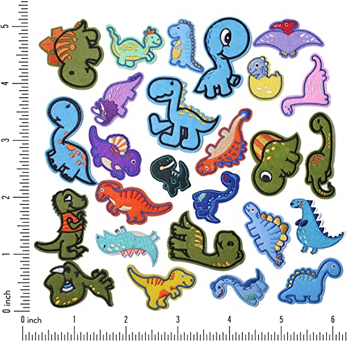 GYGYL 26pcs Dinosaur Embroidered Patches, DIY Sew Applique Repair Patch, Sew On/Iron On Patch for Jackets, Jeans, Pants,Backpacks, Clothes
