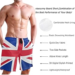 visesunny British Flag Pattern Men's Beach Shorts