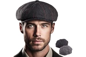 LADYBRO 2 Pack 8-Panel Newsboy Hats for Men Cabbie Wool Blend Tweed Irish Cap Adjustable