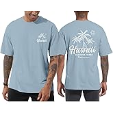 Pairxily Mens Graphic Tees Vintage Beach Vacation T Shirts Positive Vibes Tropical Printed Shirt Oversized Short Sleeve Tops