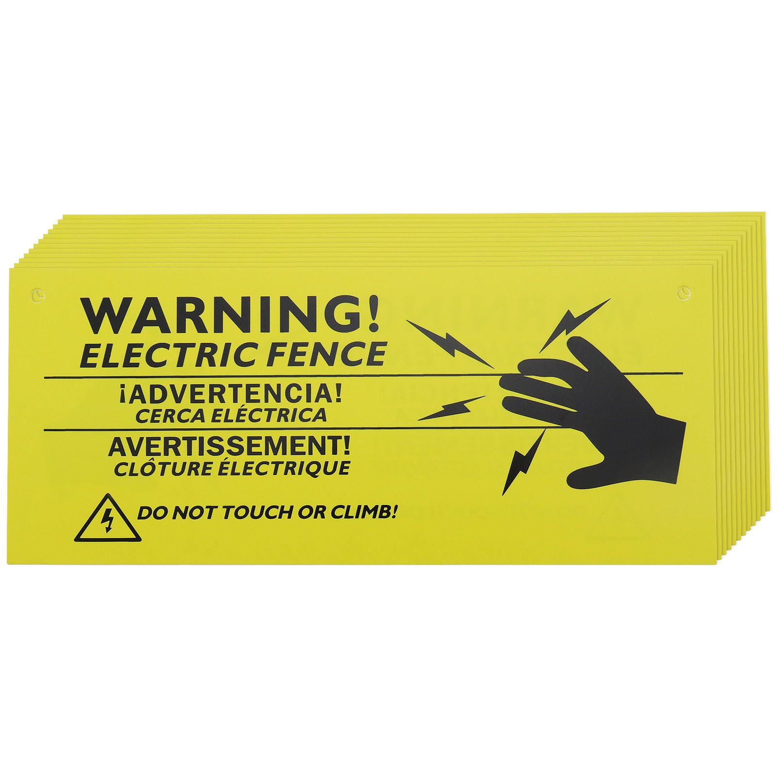 LT Easiyl 12pcs Electric Fence Warning Signs Double Sided Pastic Caution Danger Signs No Touching Sign for Warehouse Garden Yard Farm Home Warehouse (10x4inch)