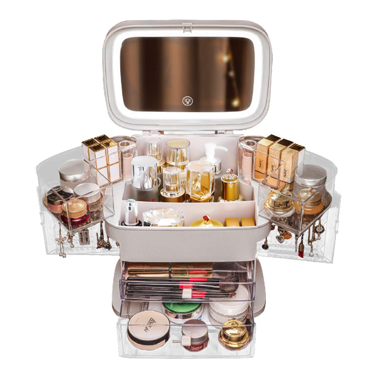 MIUOPUR Makeup Organizer with Mirror and Light, Cosmetic