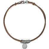 COOLSTEELANDBEYOND Swirl Circle Charm Pendant Leather Necklace for Men and Women, Vintage, Leather Cord
