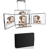 5 Way Mirror for Self Hair Cutting &amp; Shaving, 360 Makeup Mirror with Height Adjustment for Braiding &amp; Styling (Black)