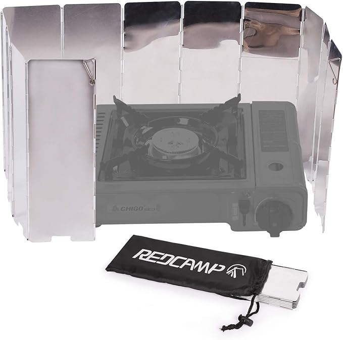 REDCAMP Folding Outdoor Stove Windscreen, 12 Plates Aluminum Camping