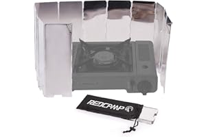 REDCAMP Folding Outdoor Stove Windscreen, 12 Plates Aluminum Camping Stove Windshield with Carrying Bag, Lightweight Butane B