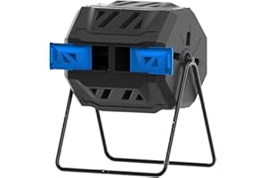 SQUEEZE master Compost Bin 43 Gallon Outdoor Tumbler composters Garden Tumbling or Rotating Compost Blue Door