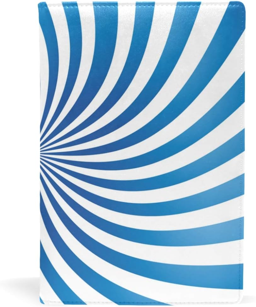 EZIOLY Blue Spiral Stretchable Book Cover Fits Most Hardcover Textbooks up to 8.7" x 5.8" Adhesive-Free Fabric School Book Protector. Easy to Apply. Wash & Re-Use