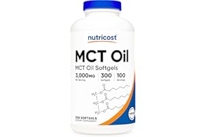 Nutricost MCT Oil Softgels 1000mg, 300 SFG (3,000mg Serv) - Great for Keto, Ketosis, and Ketogenic Diets
