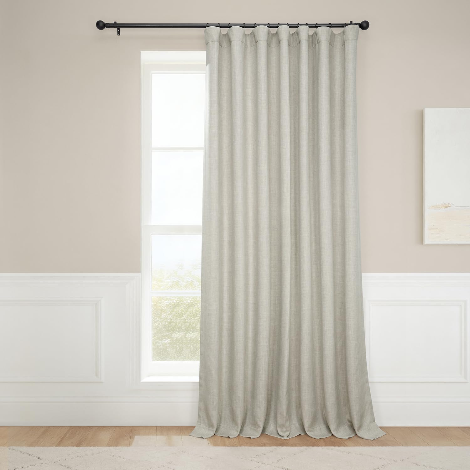 HPD Half Price Drapes - Faux Linen Curtains for Living Room (1 Panel) - 100W X 120L - Extra Wide Textured Room Darkening Curtains for Bedroom 120 Inches Long - Drapes for Home Decor, Oatmeal Image