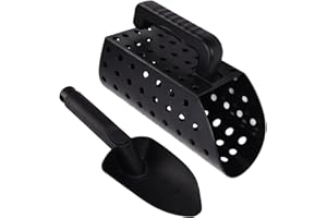 Professional Metal Detecting Shovel Set ABS Lightweight Sand Scoop with Sifter & Cover Round Hole Design for Beach Field Trea