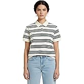 Lomehue Women Striped Rugby Shirts Y2K Vintage Collared Neck Button Up Cropped Polo Shirts Summer Preppy Grunge Streetwear