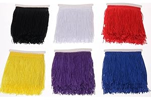 HEARTWISH Fringe Trim Lace Polyester Tassel Trim Ribbon 4-6inch Wide 12 Yards Multi-Colored for Clothes Accessories and Latin Wedding Dress and DIY Lamp Shade Decoration (Classical 4inch)