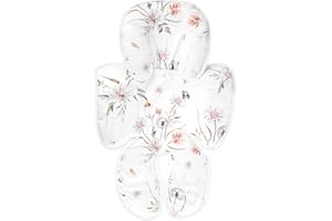 CARUILI Infant Car Seat Insert, 2 in 1 Carseat Head Support for Newborn Girl, Soft Baby Car Seat Head Body Support Cushion Pillow, Reversible & Adjustable Baby Headrest for Stroller, Swing, White