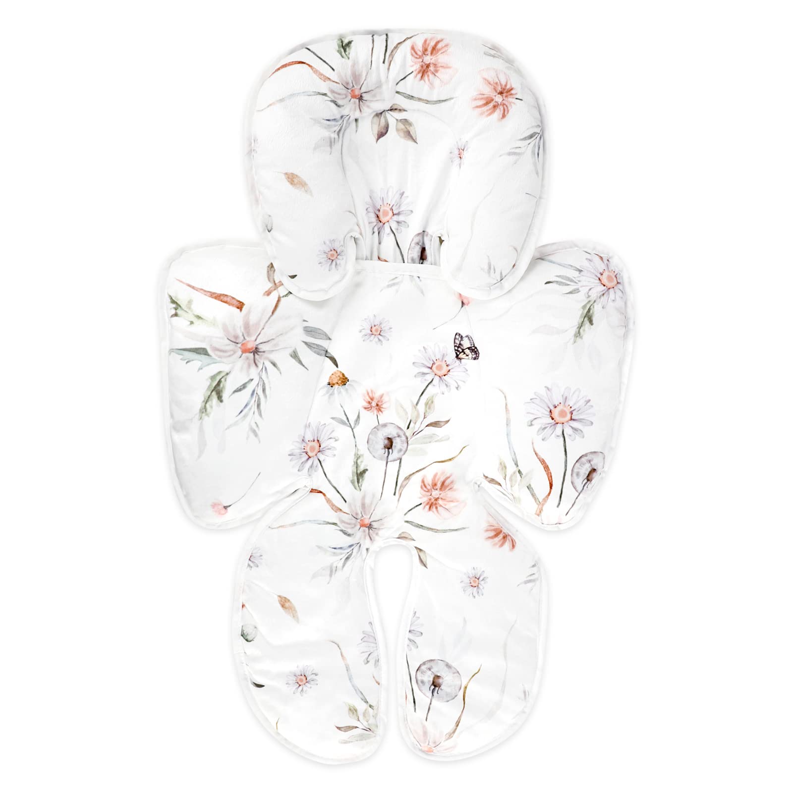 Photo 1 of CARUILI 2 in 1 Infant Car Seat Insert, Car Seat Head Support Baby Girls Boys, Soft Newborn Carseat Insert Cushion, Perfect for Carseats, Strollers, Swings (White Flower)