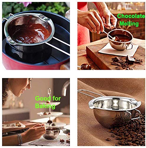 Rykey Stainless Steel Double Boiler 600ML, Updated Melting Pot with Heat Resistant Handle for Melting Chocolate, Butter, Candy and Making Custards, Sauces - 18/8 Steel Universal Insert (600) - Thumbnail 3
