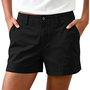 YANEAGOILED Cargo Shorts for Women Summer Fall Solid Shorts Mid Rise Mini Length with Pockets Casual Beach Vacation Shorts