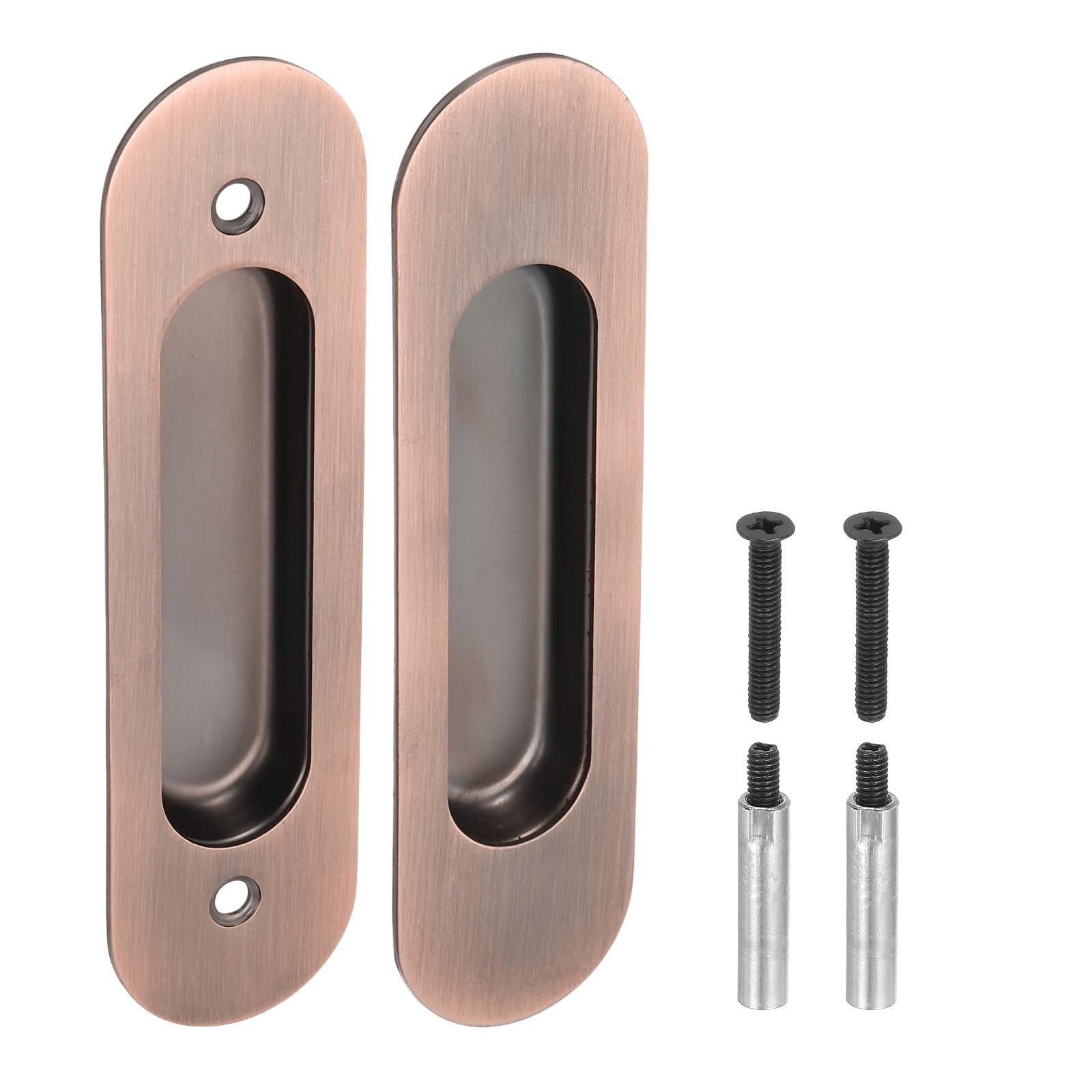PATIKIL Recessed Finger Flush Pulls 6" Rectangular Pocket Door Handles Sliding Closet Door Pulls Barn Hardware Set with Screws/Sleeve Bolts for Home Bathroom, Red Bronze — image 1