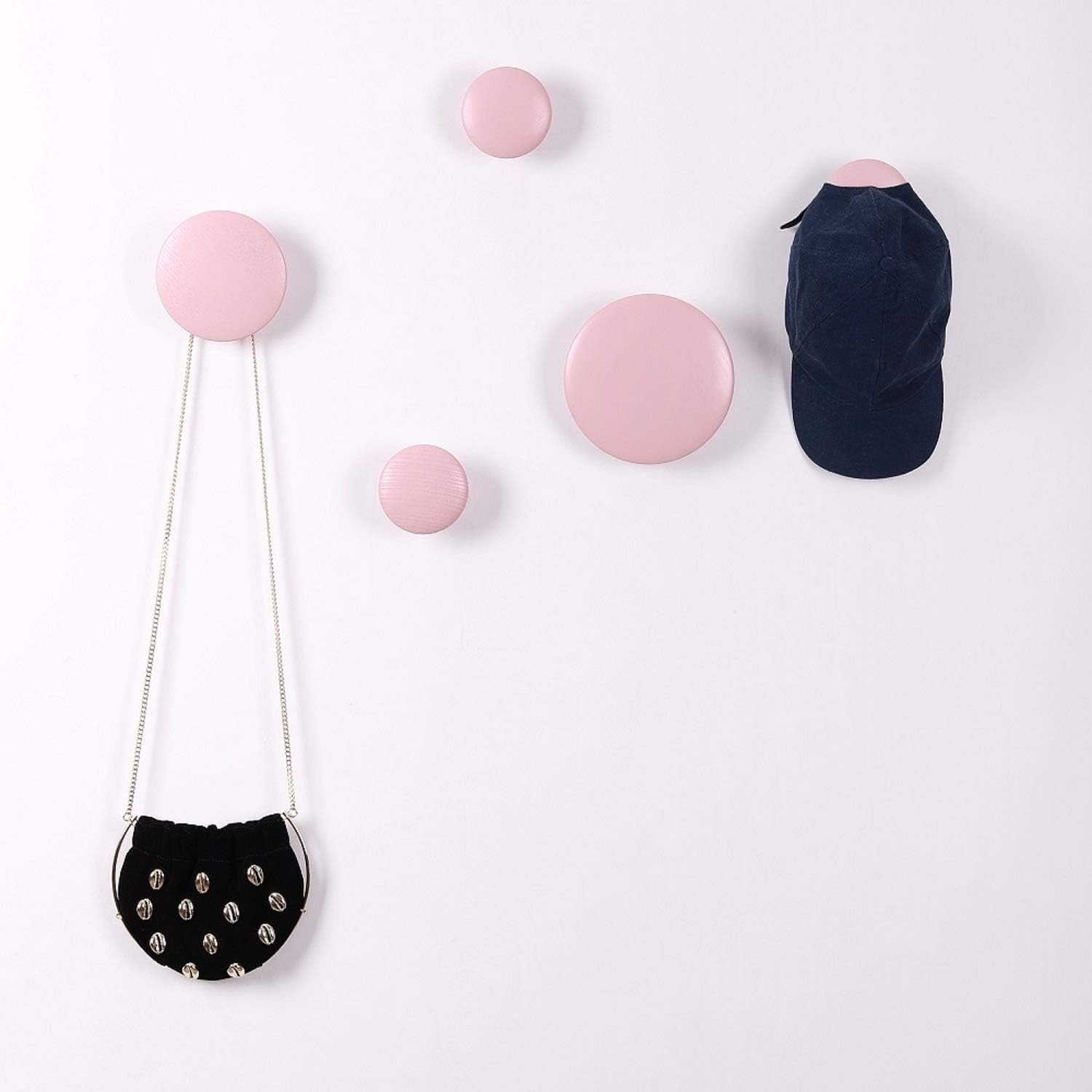 JIYUERLTD Wall Hooks Coat Hooks 5Pcs Dots Hook Door Hanger Hook for The Wall,Living Room,Bathroom,Home Decor.(Pink)