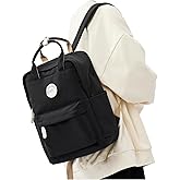 Black Small Backpack for Girls, Teenage Girls' Backpacks Middle School Students Bookbag Outdoor Daypack, Lightweight Casual Travel Daypack for Women Men, Classic Basic College Backpack for Teen Boys