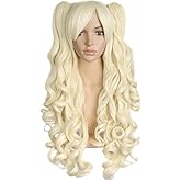 MapofBeauty Lolita Long Curly Clip on Ponytails Cosplay Wig (Light Blonde)