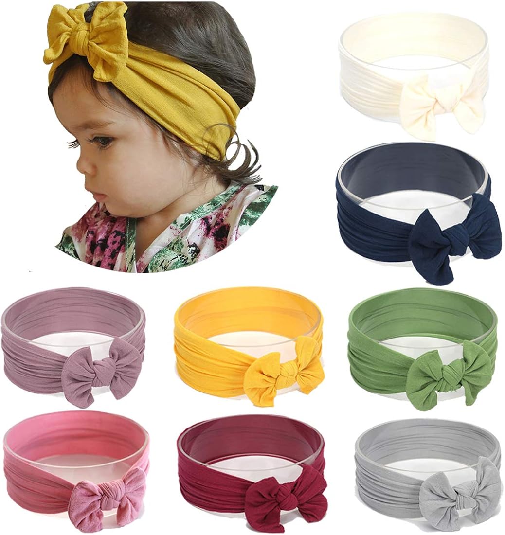 Joyfeel's Store Baby Nylon headbands Turban Knotted Girls Hairband Super Soft and Stretchy Hair Wrap for Newborn Toddle Childrens M
