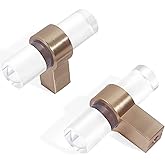 BonKuDoo 5 Pack Glass Champagne Bronze Cabinet Knobs Crystal Drawer Pulls | Brass Cabinet Pulls Clear T-Bar for Dresser