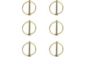 WISSXNA 6PCS Heavy Duty PTO and Hitch Lynch Pins, Clip and Cast Iron Pull Ring & Positioning Pin for Trucks, Tractors, Hand Carts, Towing Mowing,Lawn Mowers & Trailers（3/16’’ *1-7/16’’）