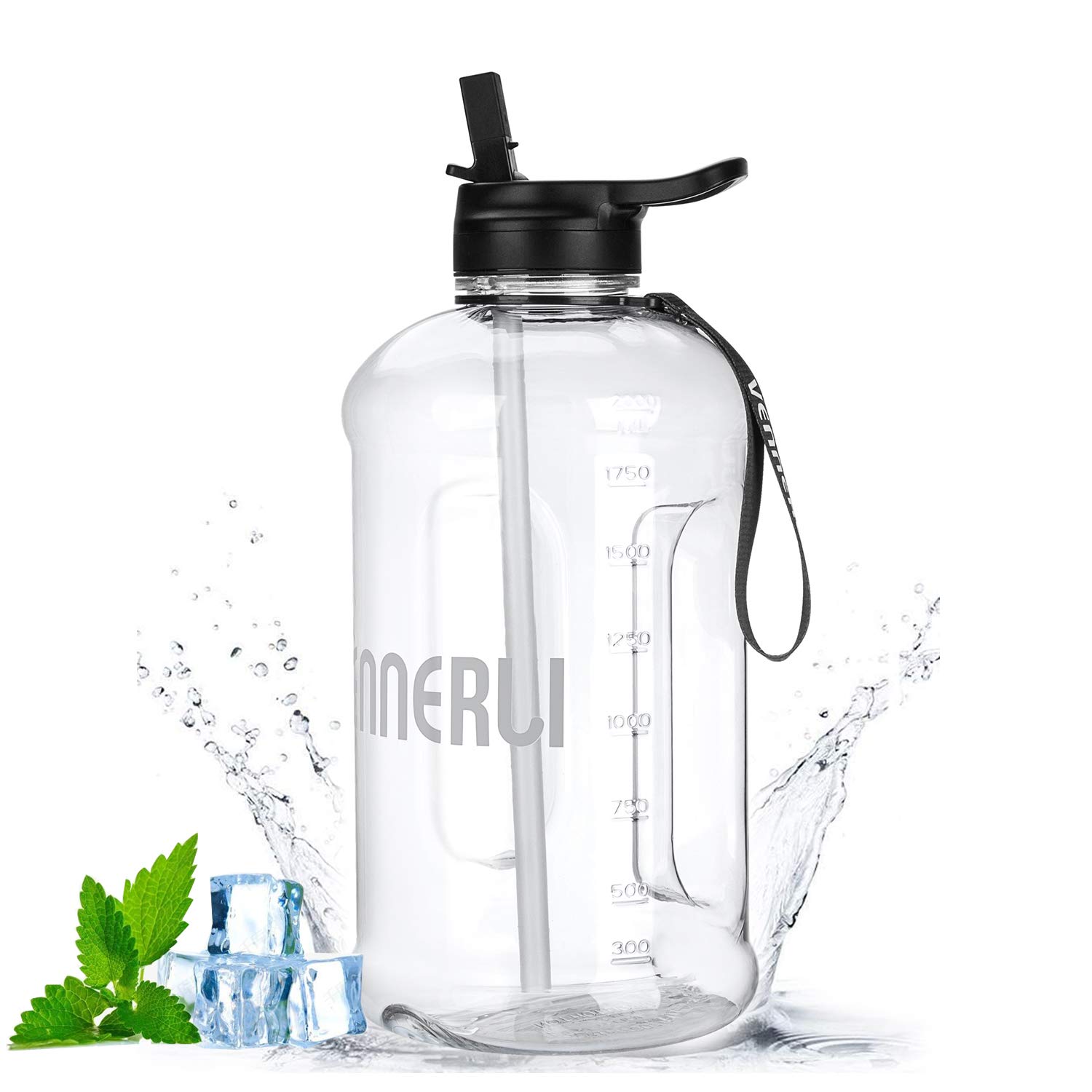 VENNERLI Water Bottle with Straw 2.2L Water Jug Tough Leak Proof BPA Free Reusable Durable Half Gallon Gym Bottle Portable for Outdoor Sports Fitness School