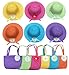 Girls Tea Party Hats and Purse for Kids Child Babe Little Playtime Birthdays Easter Party Supplies Accessories, Includes 6 Purses and 6 Daisy Flower Sunhats（Blue, Rose, Red, Yellow, Purple, Pink）