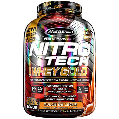 MuscleTech Nitrotech Whey Gold/Isolate/Peptides, Dulce De Leche, 5.5 Pound
