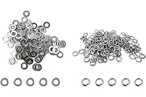 ZAYI M8 304 Stainless Steel Flat Washer and Split Spring Lock Washer Assortment Set, 100Sets /Pack
