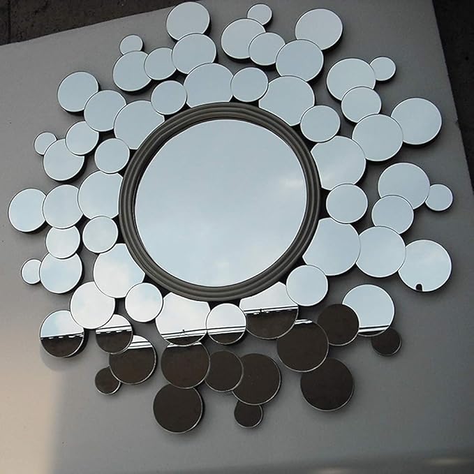 Espejo decorativo Pared / Espejo Entrada Redondo /90cm/ Espejo plateado