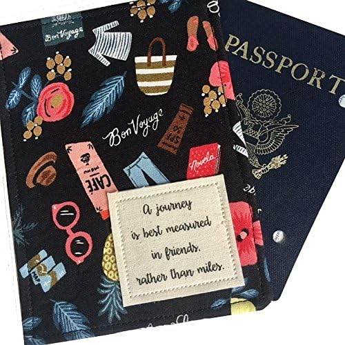 Passport Cover, Passport Wallet with quote "A journey is best measured in friends rather than miles." Rifle Paper Company Fabric, great for girls trip
