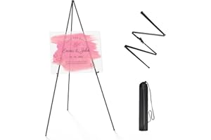 ABITCHA Thicken Display Easel Stand for Wedding - 63" Instant Tripod Collapsible Portable Sturdy Floor Easel - Easy Folding Adjustable Poster Metal Stand for Signs, Display Show, Artist, Art, Painting - Black