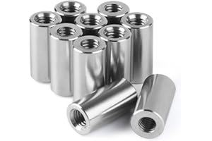 Niooliuk Pack of 10 - M6 Round Connector Nuts, 304 Stainless Steel Coupling Nut 20mm/0.79 inch Length Outside Diameter10mm / 0.39 inch