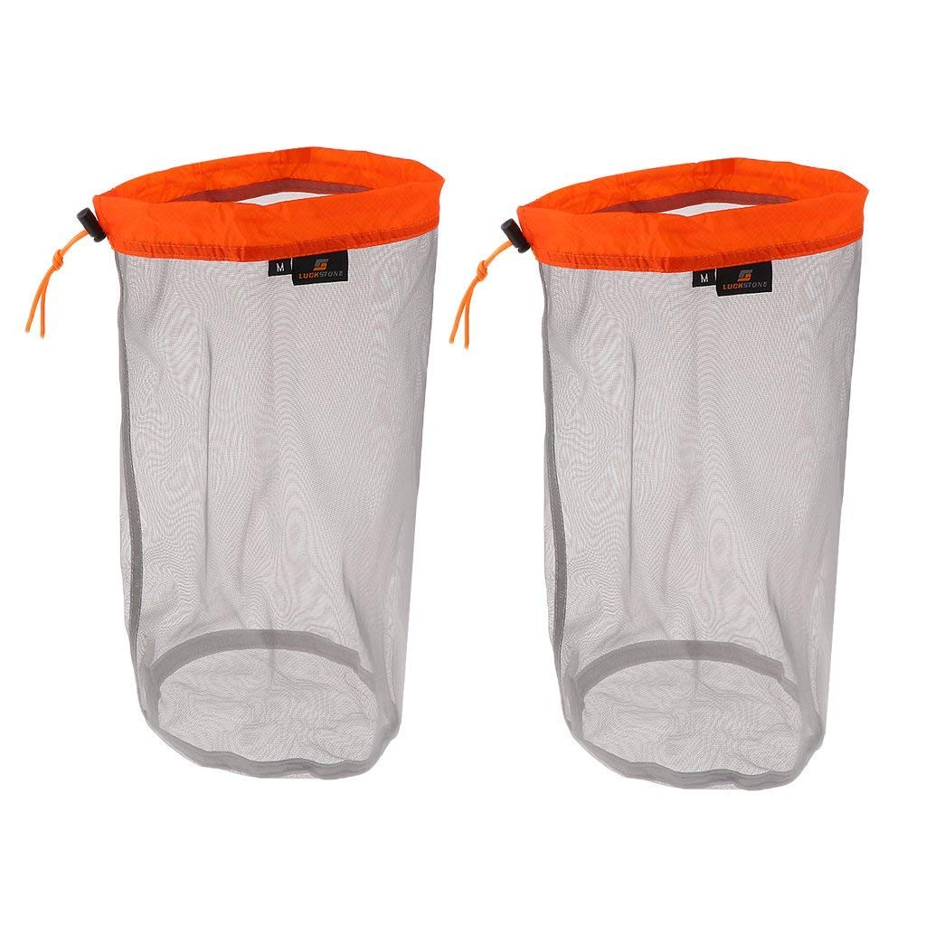 Pack of 2pcs Ultralight Stuff Sacks Set Mesh Drawstring Storage Bags Set for Travelling Camping Hiking