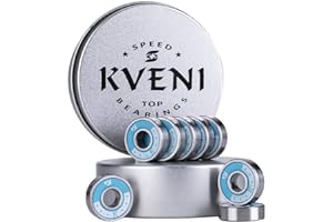 KVENI Ceramic Skateboard Bearings, Premium 608rs Ball Bearing - Pro Longboard Bearings for Quad Skate, Inline Roller Blades, Scooters, Spinners,ABEC, 8 Pack (Blue_1)
