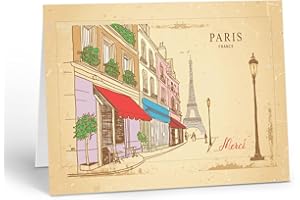 Stonehouse Collection | Paris Note Cards | Merci Note Cards | 10 Pack | Eiffel Tower Design
