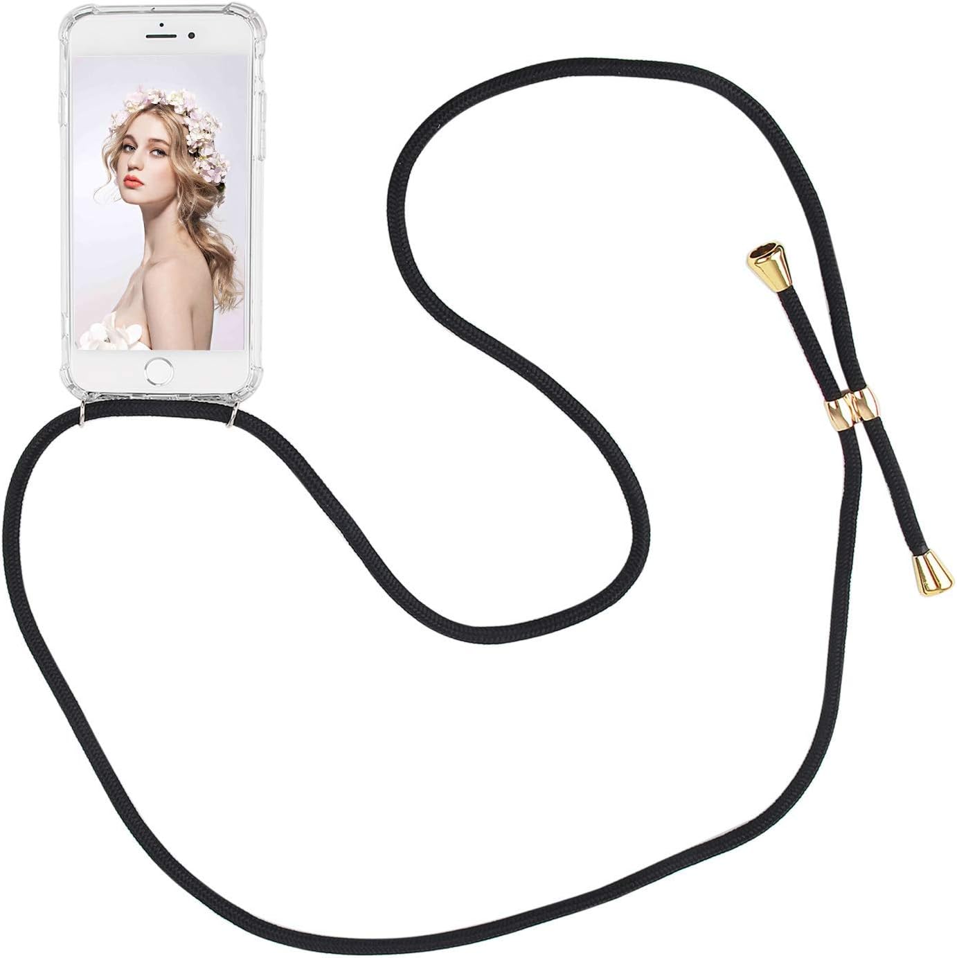 Imikoko Lanyard iPhone 8 Plus Case, Adjustable Necklace iPhone 7 Plus Case Slim Anti-Scratch Shockproof Bumper with Sling Crossbody iPhone Carrying Strap for iPhone 7/8 Plus