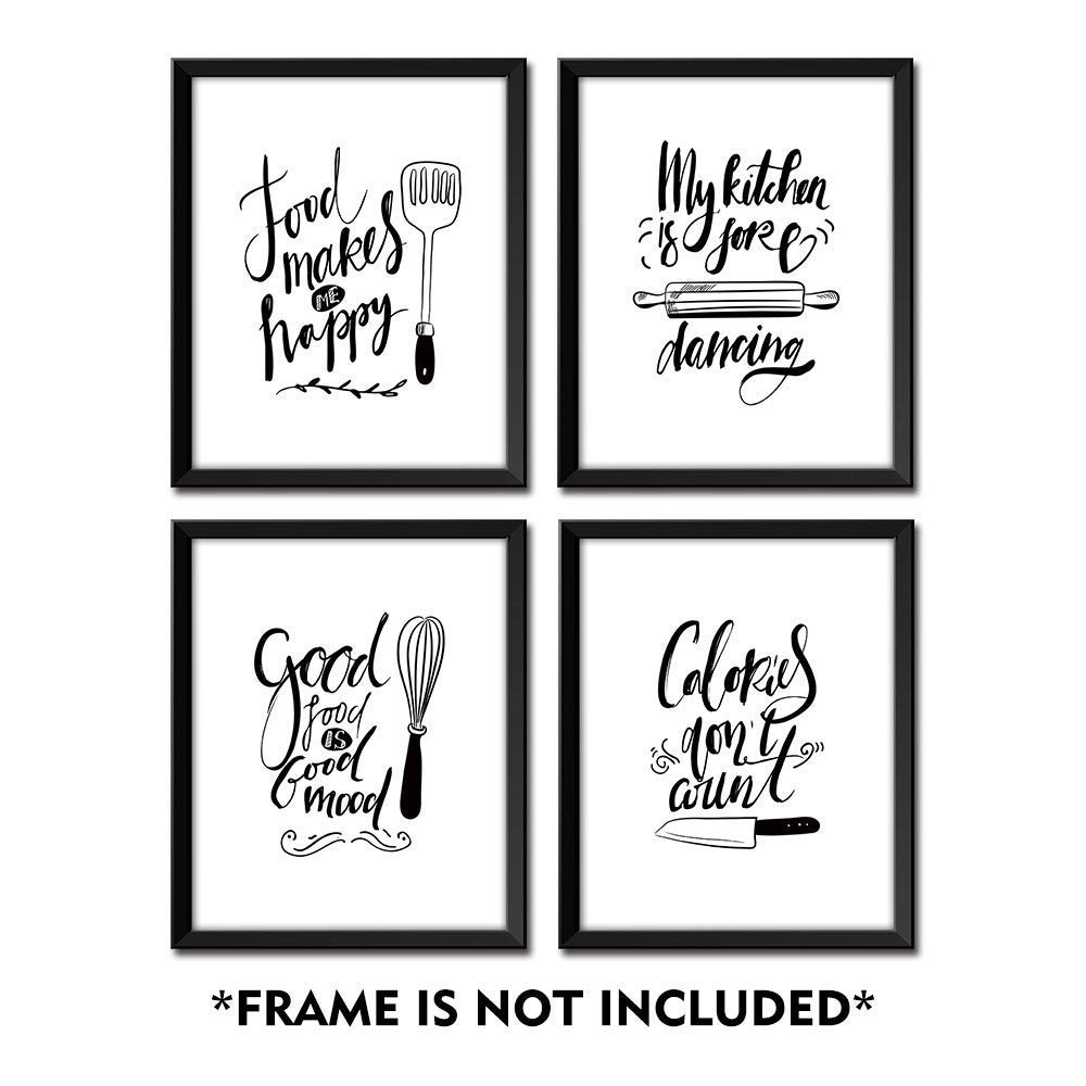 Sumgar Black And White Wall Art Prints Kitchen Funny Quotes And Sayings Pictures 8x10 Posters Unframed Photos Artwork Set Of 4 Buy Online In Saint Vincent And The Grenadines At Saintvincent Desertcart Com Productid