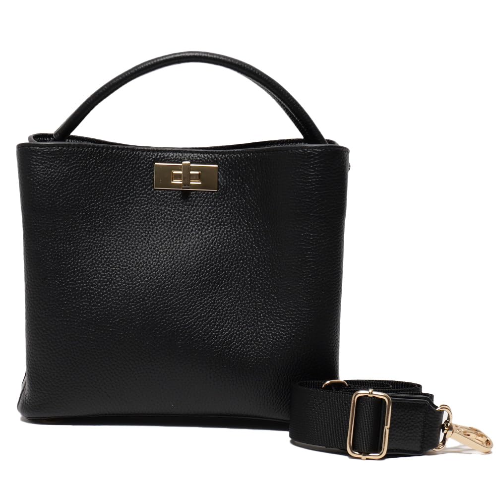 Rename RHL24010 One-Handle, 2-Way Cow Leather, Handbag, Crossbody Bag, Formal, Commute, Large Capacity, Kindergarten Entrance Ceremony, Graduation, Black