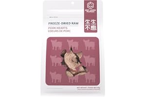 PET-EVER PureFeast Freeze-Dried Pork Heart Treat for Small Dog & Cat, Natural Single Ingredient Cats Dogs Dry Food, Dehydrated Whole Cut Raw Treats for Heart & Coat Health(2.8 oz)