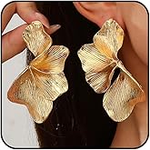 Chunky Gold Large Statement Dangle Earrings for Women Boho Big Silver Flower Drop Earrings Geometric Floral Stud Earring Jewelry Accessories