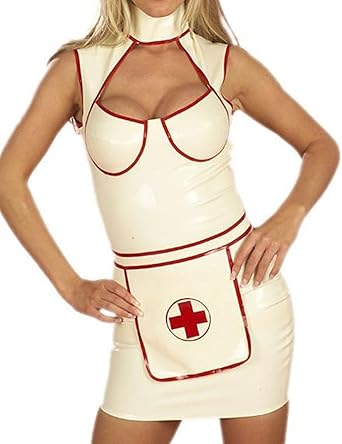 Latex Rubber Fancy Dress Costume Nurse Uniform Xxl White Amazon Co Uk Clothing