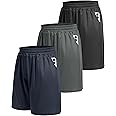 5 Pack Athletic Gym Mens Shorts - Workout Black Quick Dry Basketball Shorts with Pockets for Running Casual Activewear