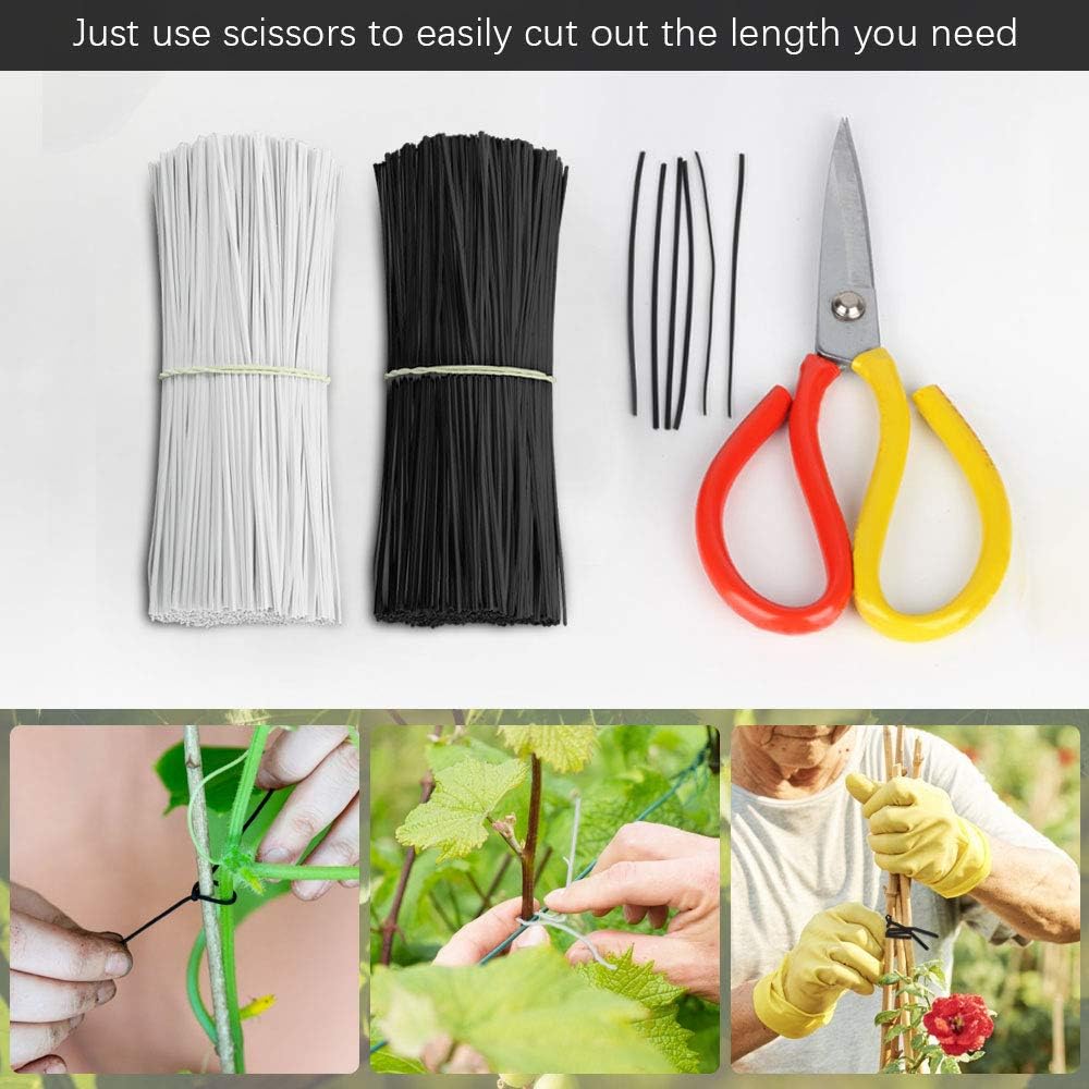 TANCUDER 400 PCS Plastic Twist Ties 15CM/6Inch Metallic Twist Cable Ties Cord Garden Plant Wire Ties Cable Wrap Organizer Reusable Fastening for DIY Cables Strapping and Fixing Bags Black & White - Image 5